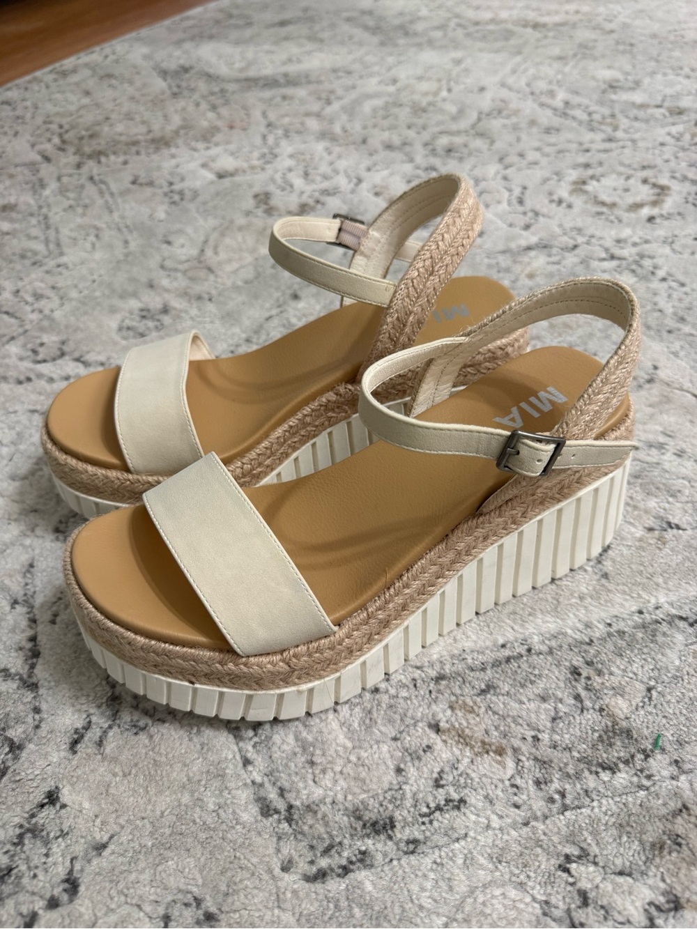 MIA Beige and Tan Platform Espadrille Sandals